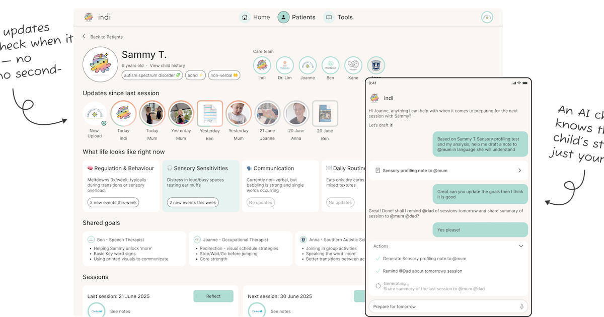 Interface of the Indi app for navigating health services Interface of the Indi app for navigating health services