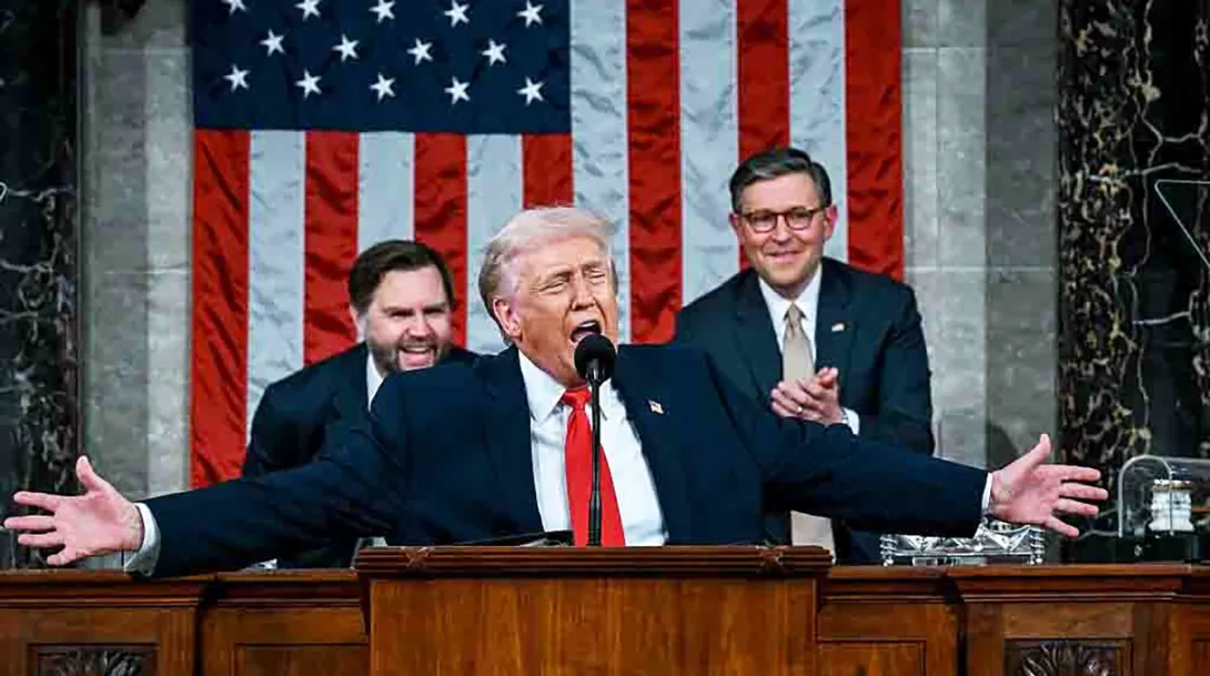 Trump speaks during the State of the Union address Feb. 24, 2026