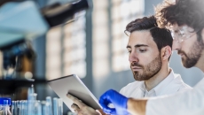 Healthcare professionals looking at tablet computer Healthcare professionals looking at tablet computer