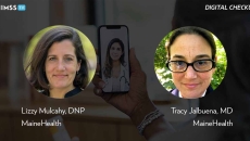 Lizzy Mulcahy and Dr. Tracy Jalbuena, MaineHealth Lizzy Mulcahy and Dr. Tracy Jalbuena, MaineHealth_Patient listening to doctor through telehealth app Photo by SDI Productions/E+/Getty Images
