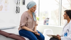 Cancer patient with a doctor