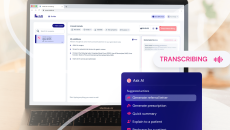 A laptop showing Heidi Clinician's AI-powered features A laptop showing Heidi Clinician's AI-powered features