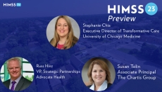 Russ Hinz of Advocate Health, Stephanie Chia of University of Chicago Medicine and Susan Tolin from Chartis Russ Hinz of Advocate Health, Stephanie Chia of University of Chicago Medicine and Susan Tolin from Chartis