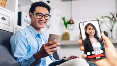 A patient in a video consultation with a doctor via the Doctor Anywhere app