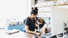 Pharmacist with a dog Pharmacist with a dog
