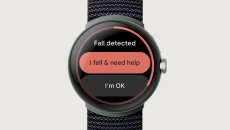 A Google Pixel Watch displaying a fall detection notification. A Google Pixel Watch displaying a fall detection notification.