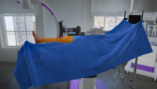 A virtual reality surgical room with patient under dressing A virtual reality surgical room with patient under dressing