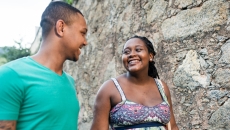 A young couple walking together A young couple walking together