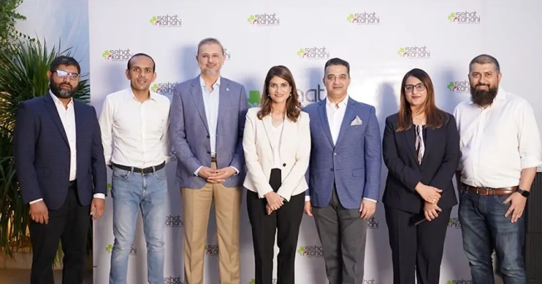 Sehat Kahani co-founder Dr Sara Saeed Khurram (center) together with Series A funding round investors Sehat Kahani co-founder Dr Sara Saeed Khurram (center) together with Series A funding round investors