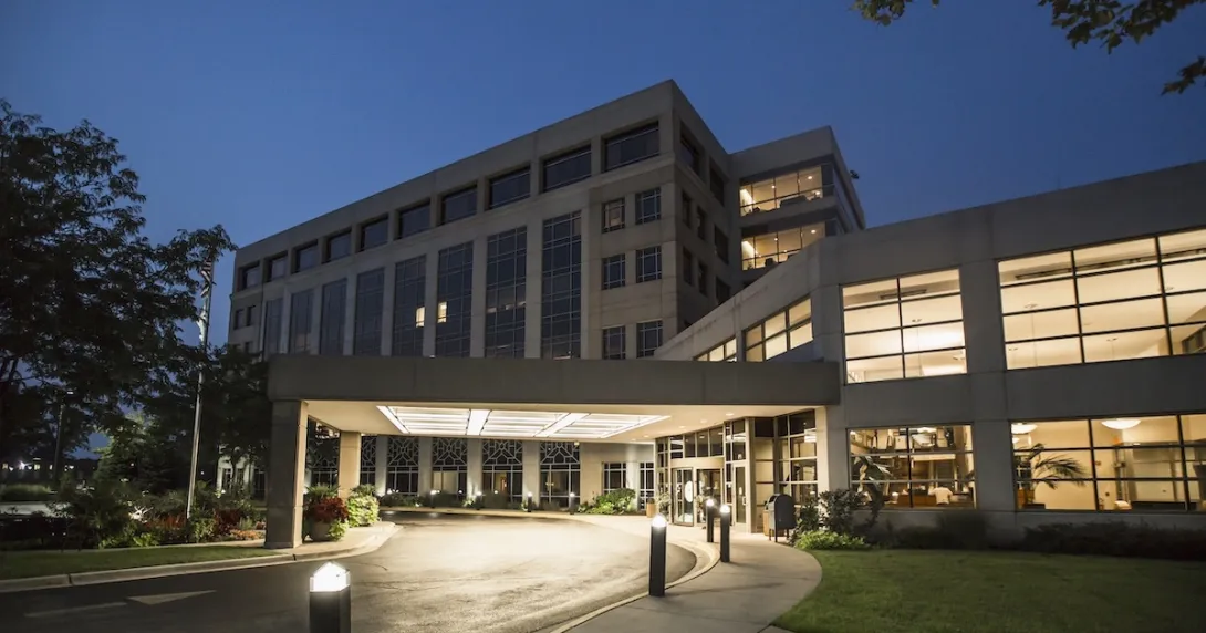 Exterior of a hospital  Exterior of a hospital