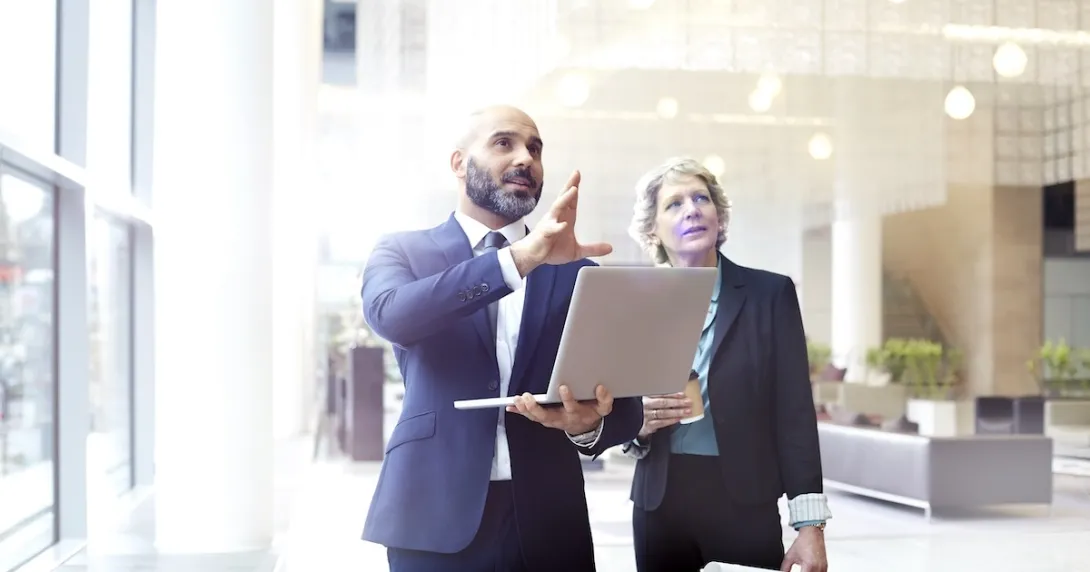 Executives in an office building  Executives in an office building