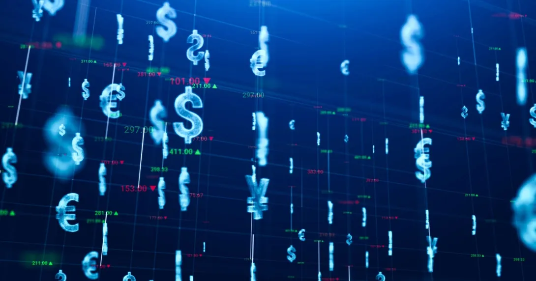 Digital Futuristic abstract background of Money currency in cyberspace  Digital Futuristic abstract background of Money currency in cyberspace