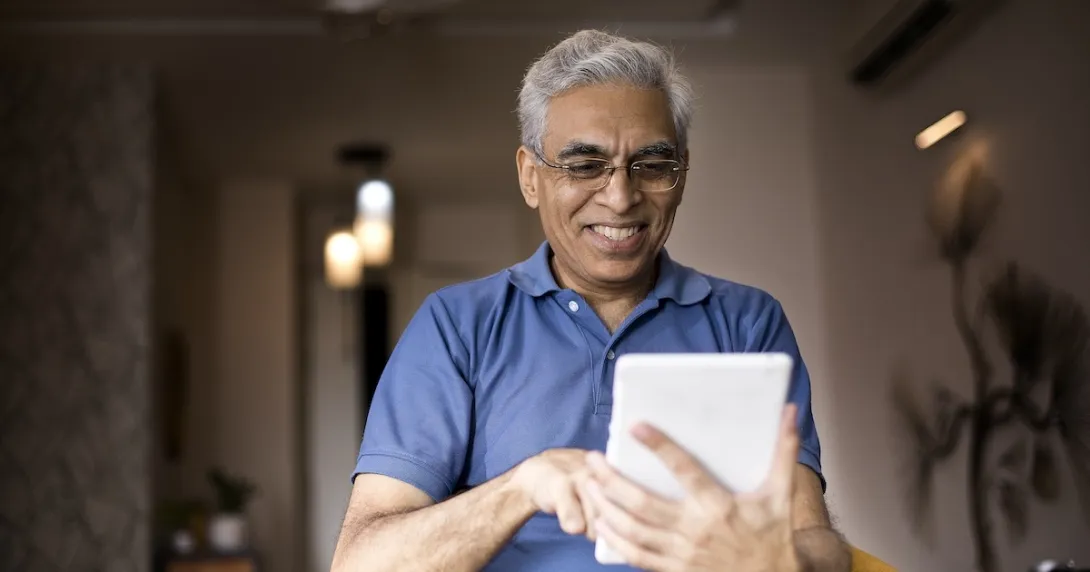 Patient using a tablet computer Patient using a tablet computer