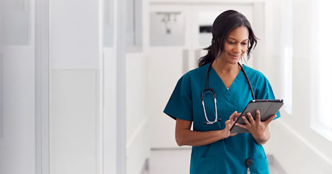 Nurse on a tablet Nurse on a tablet