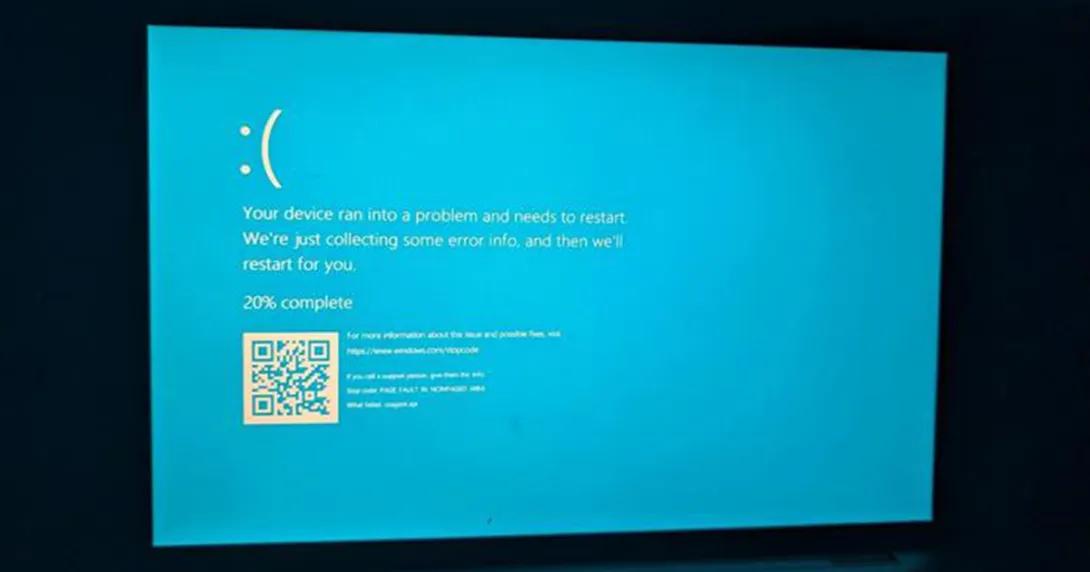 Windows "blue screen of death" on a computer monitor Windows "blue screen of death" on a computer monitor