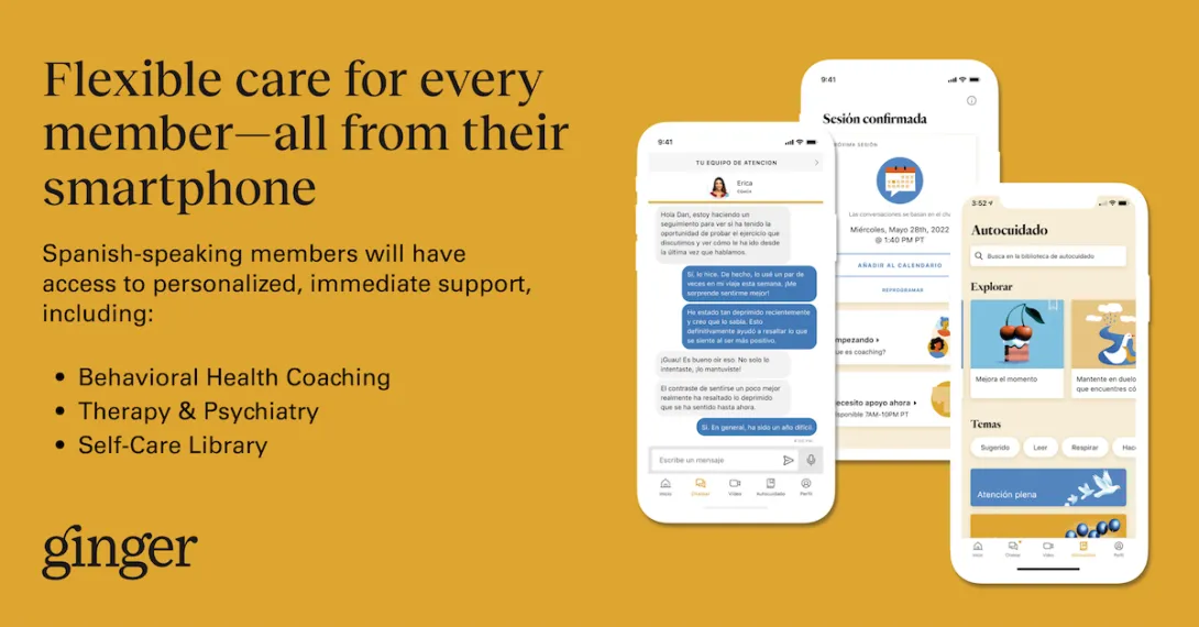 Images of smartphones displaying the Ginger app in Spanish Images of smartphones displaying the Ginger app in Spanish
