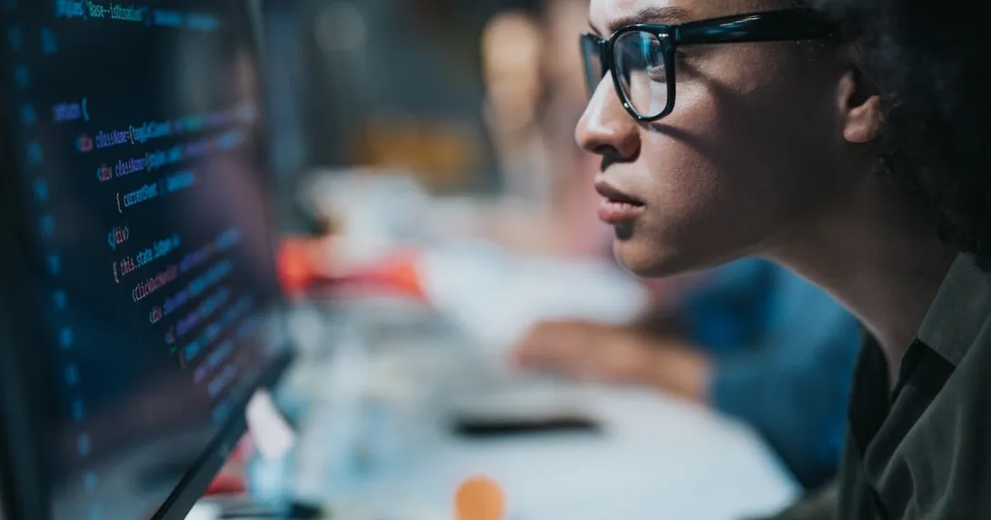 Person reviewing data on a PC Person reviewing data on a PC