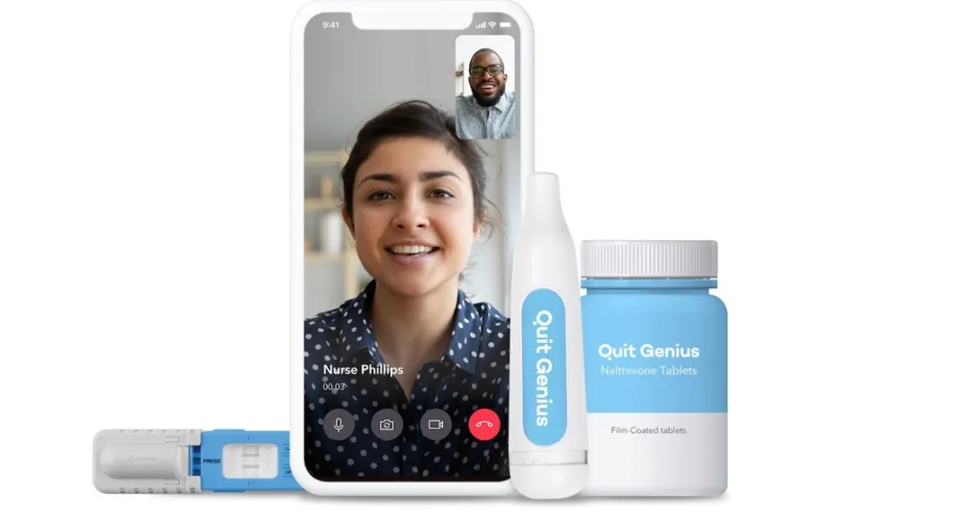 Quit Genius treatment kit, including virtual coaching, medication and connected devices.