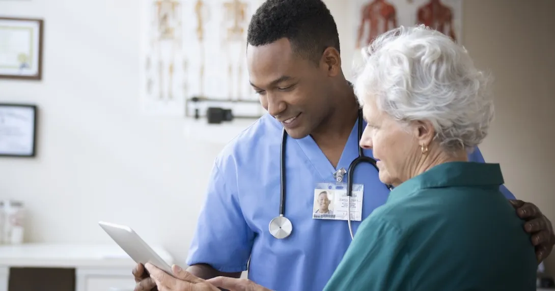 Nurse consulting with patient