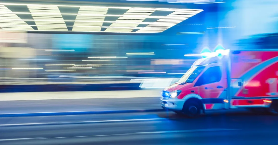 An ambulance passing through An ambulance passing through