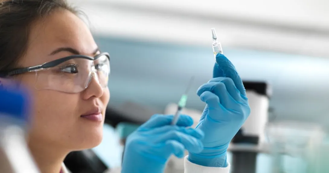 Person looking at needles Person looking at needles